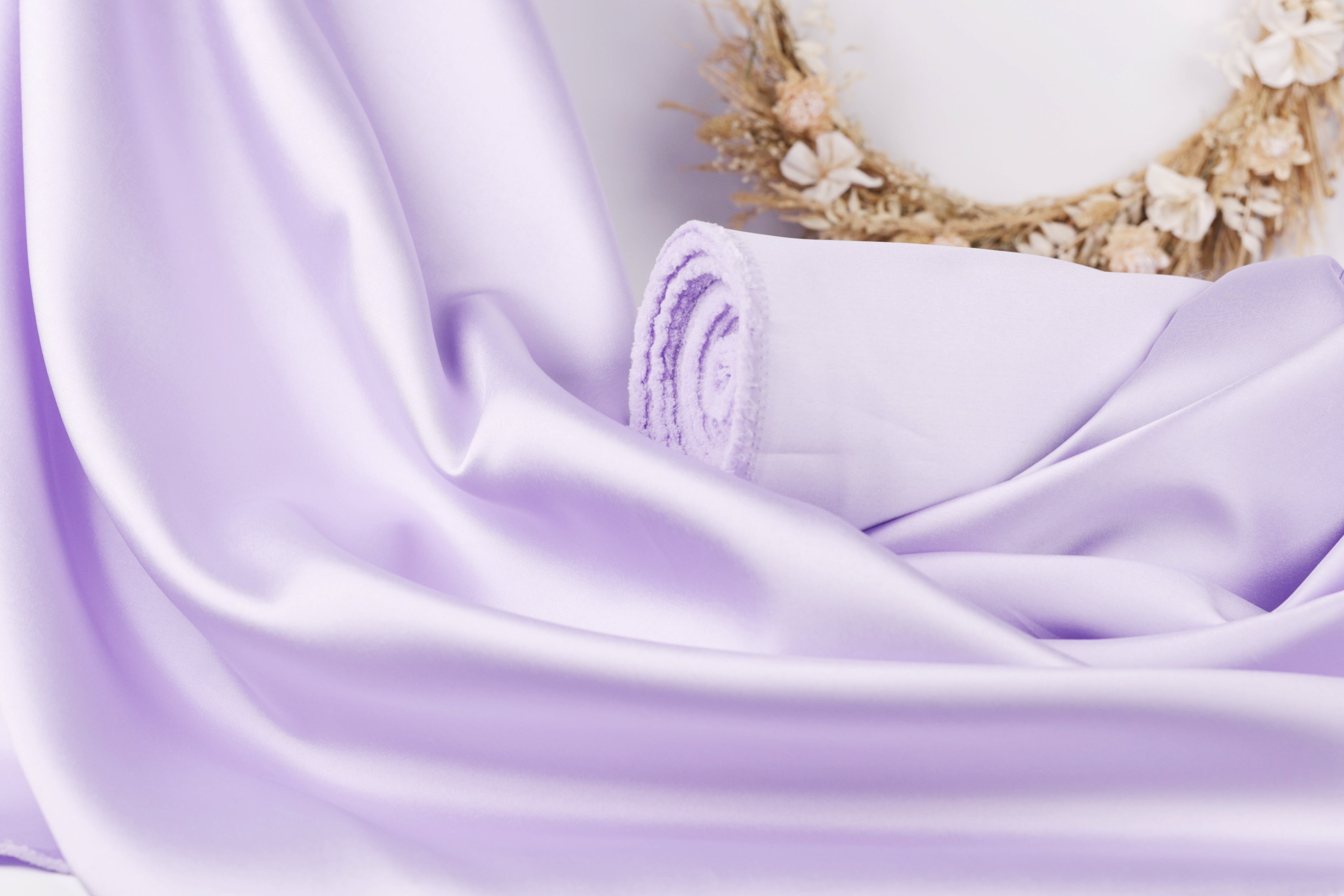 Lilac Mikado Satin Fabric | Light Purple Polyester, 58/60" Wide