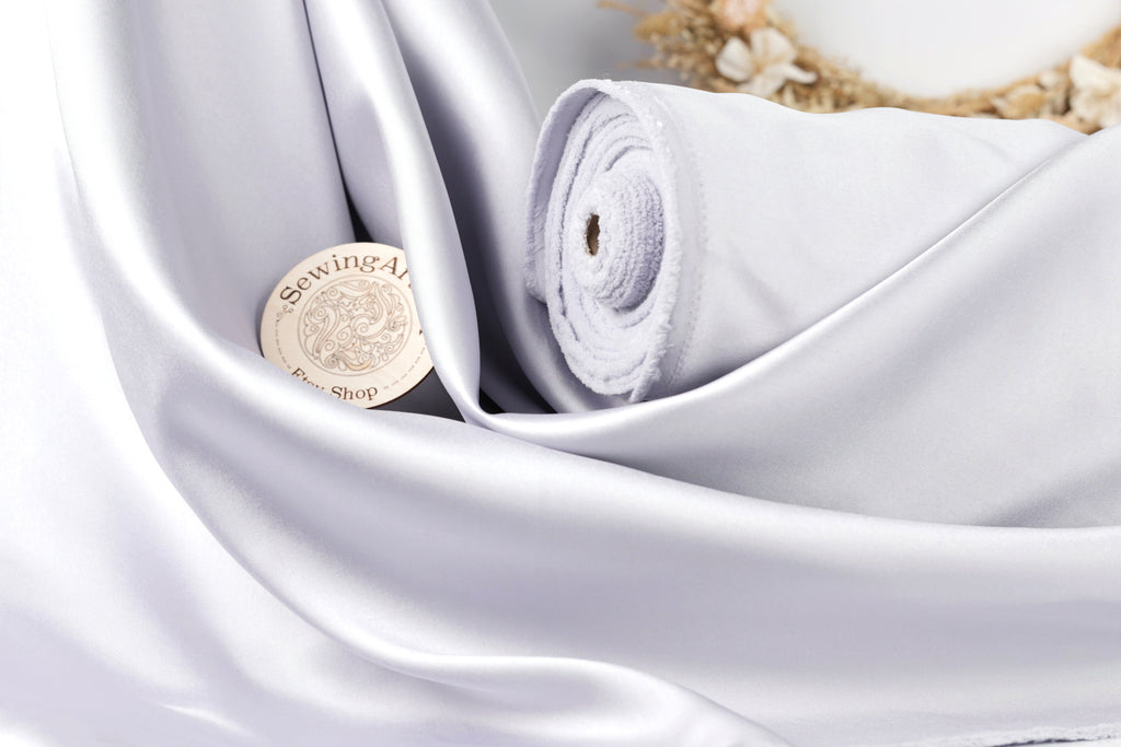Silver Mikado Satin Fabric | 58/60" Polyester, Evening Dress Material