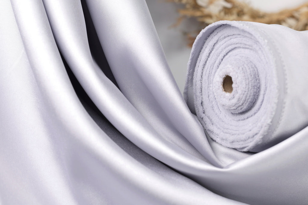 Silver Mikado Satin Fabric | 58/60" Polyester, Evening Dress Material