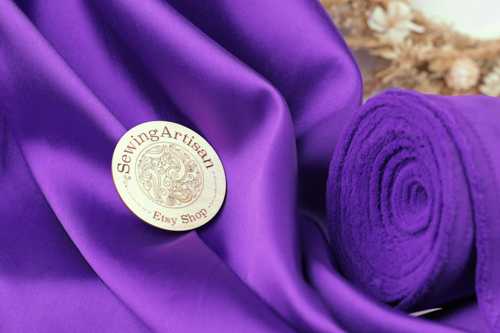 Purple Mikado Satin Fabric | Deep Violet Polyester, 58/60" Wide