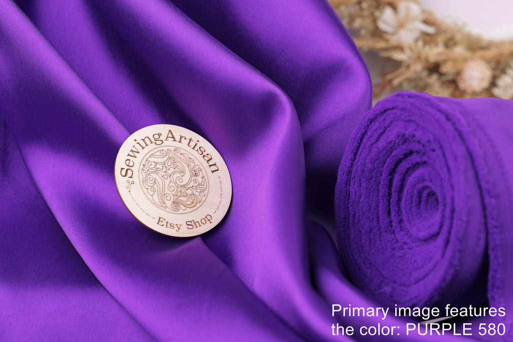 Purple Mikado Satin Fabric | Deep Violet Polyester, 58/60" Wide