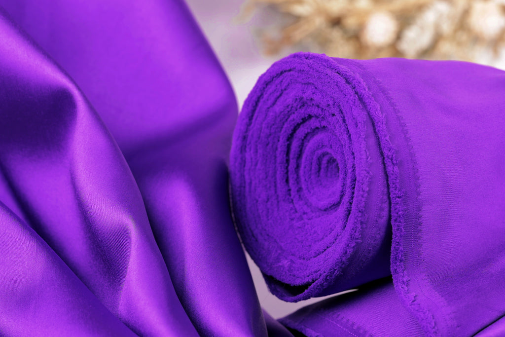 Purple Mikado Satin Fabric | Deep Violet Polyester, 58/60" Wide