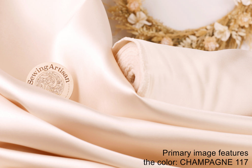 Champagne Mikado Satin Fabric | Bridal & Evening Wear, 58/60" Wide