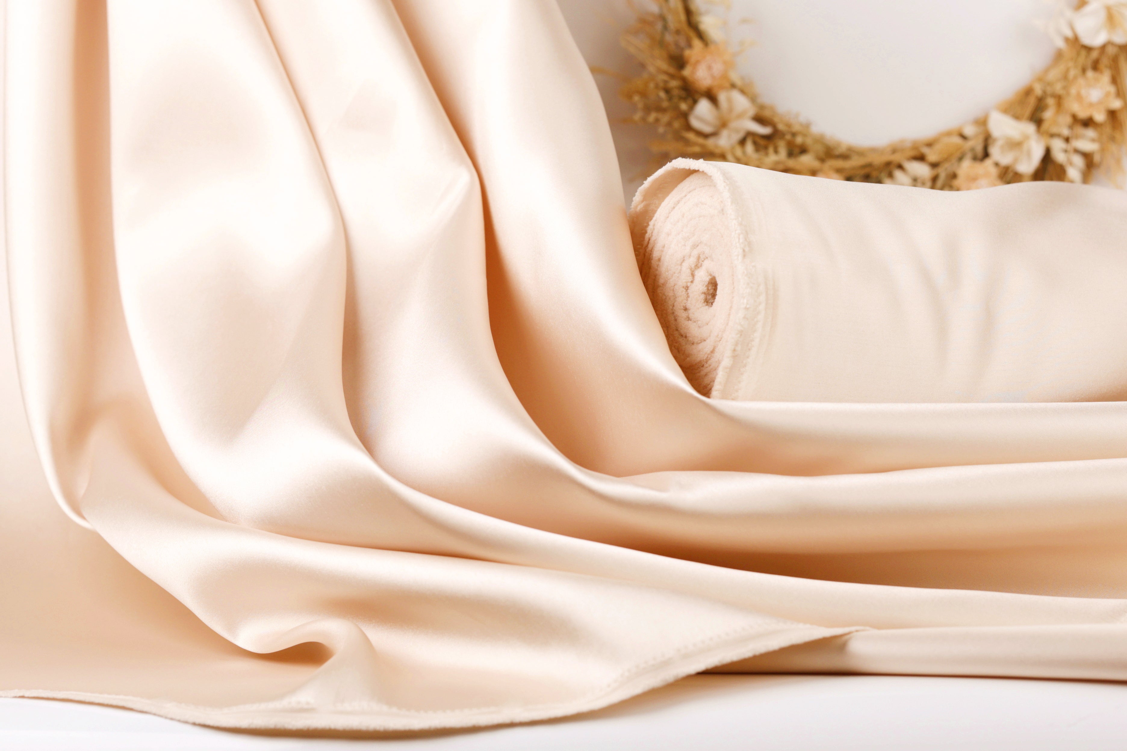 Champagne Mikado Satin Fabric | Bridal & Evening Wear, 58/60" Wide