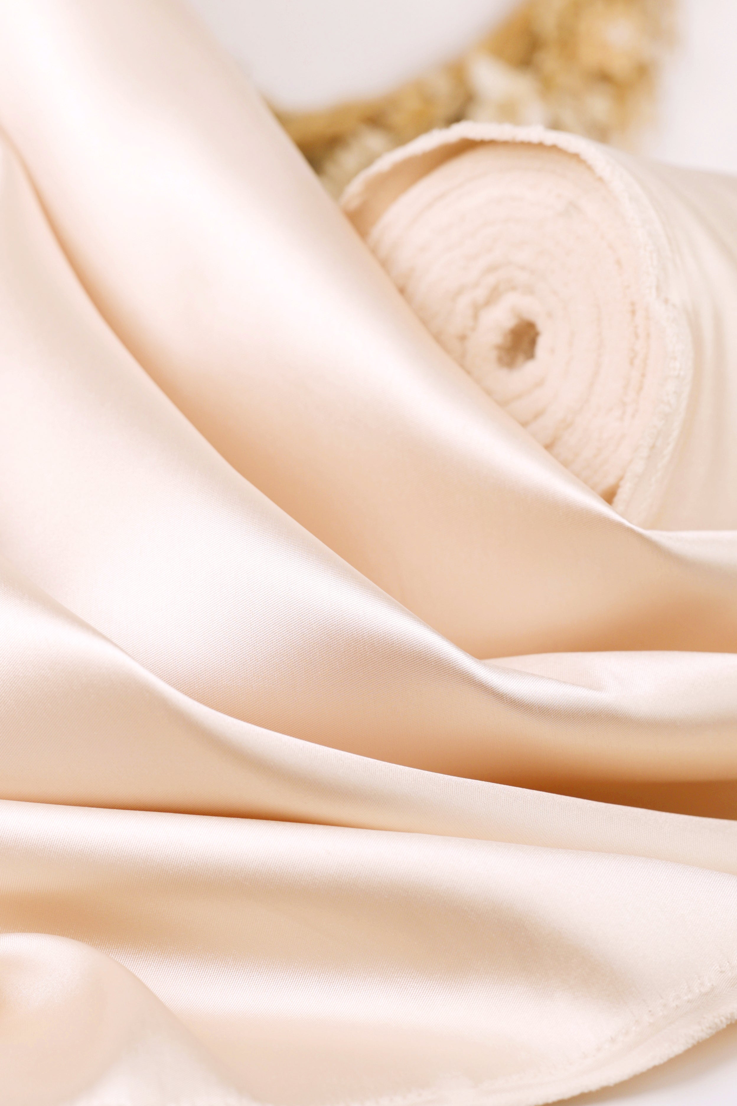 Champagne Mikado Satin Fabric | Bridal & Evening Wear, 58/60" Wide