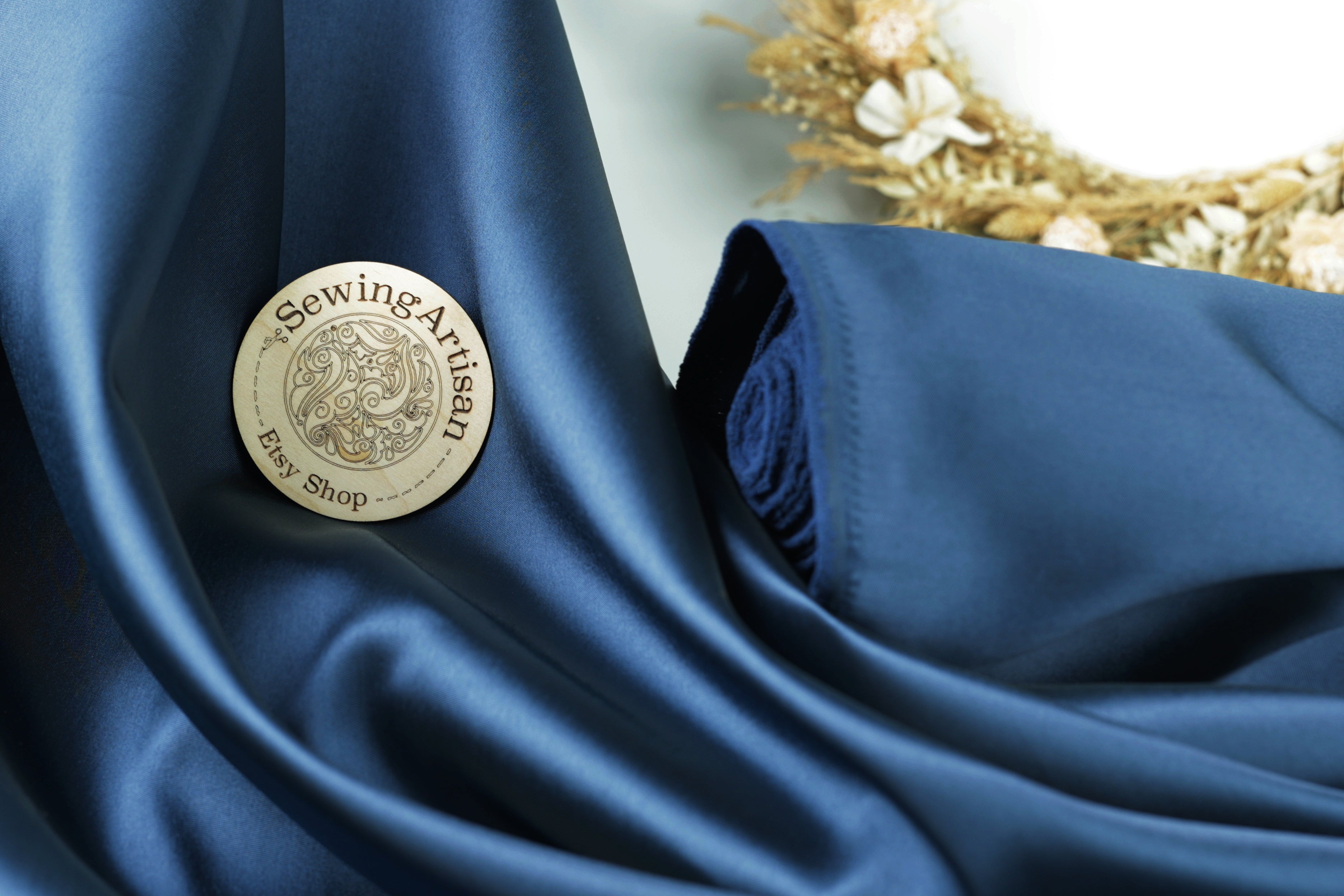 Navy Mikado Satin Fabric | Deep Blue Polyester, 58/60" Wide