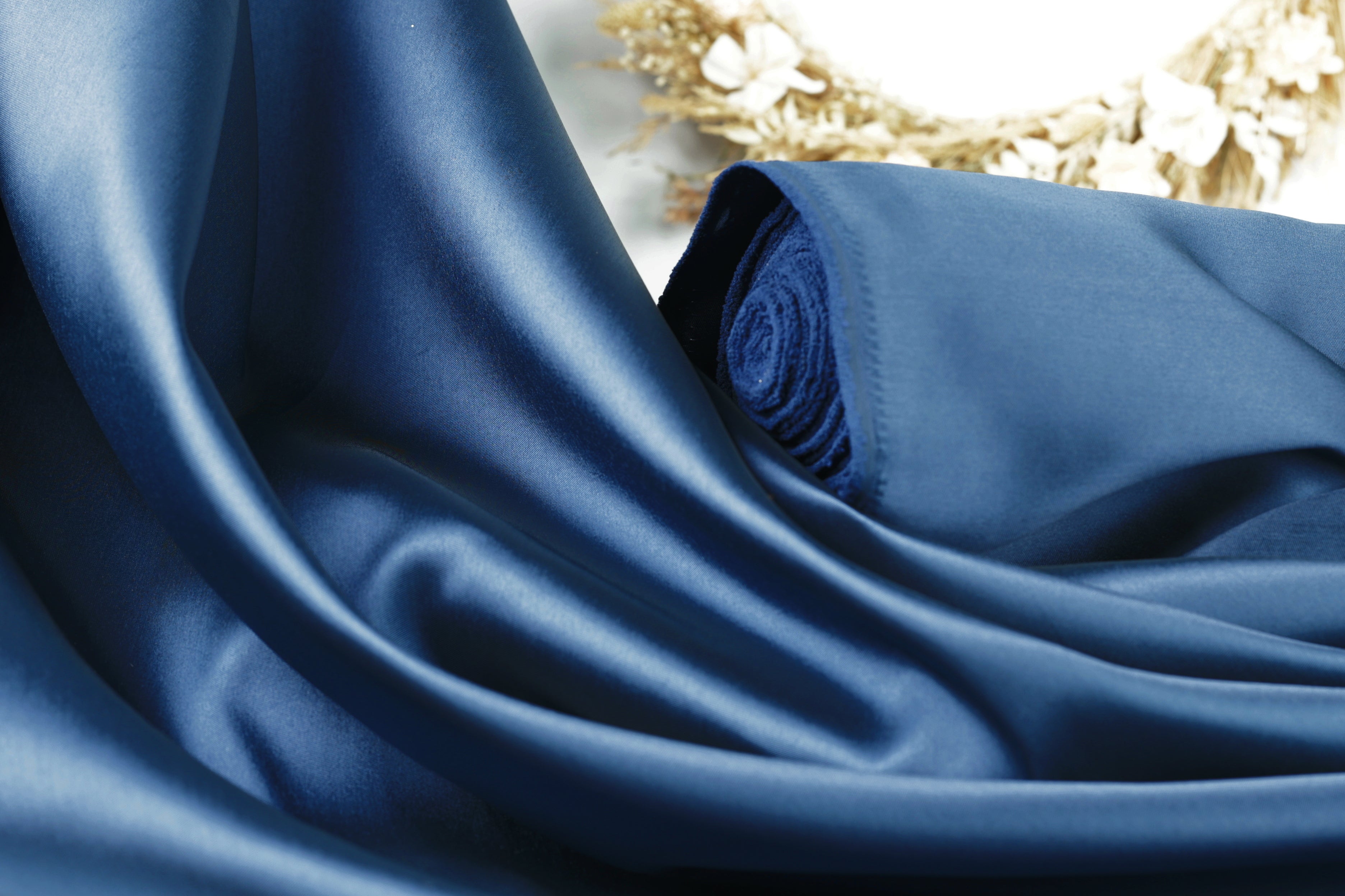 Navy Mikado Satin Fabric | Deep Blue Polyester, 58/60" Wide