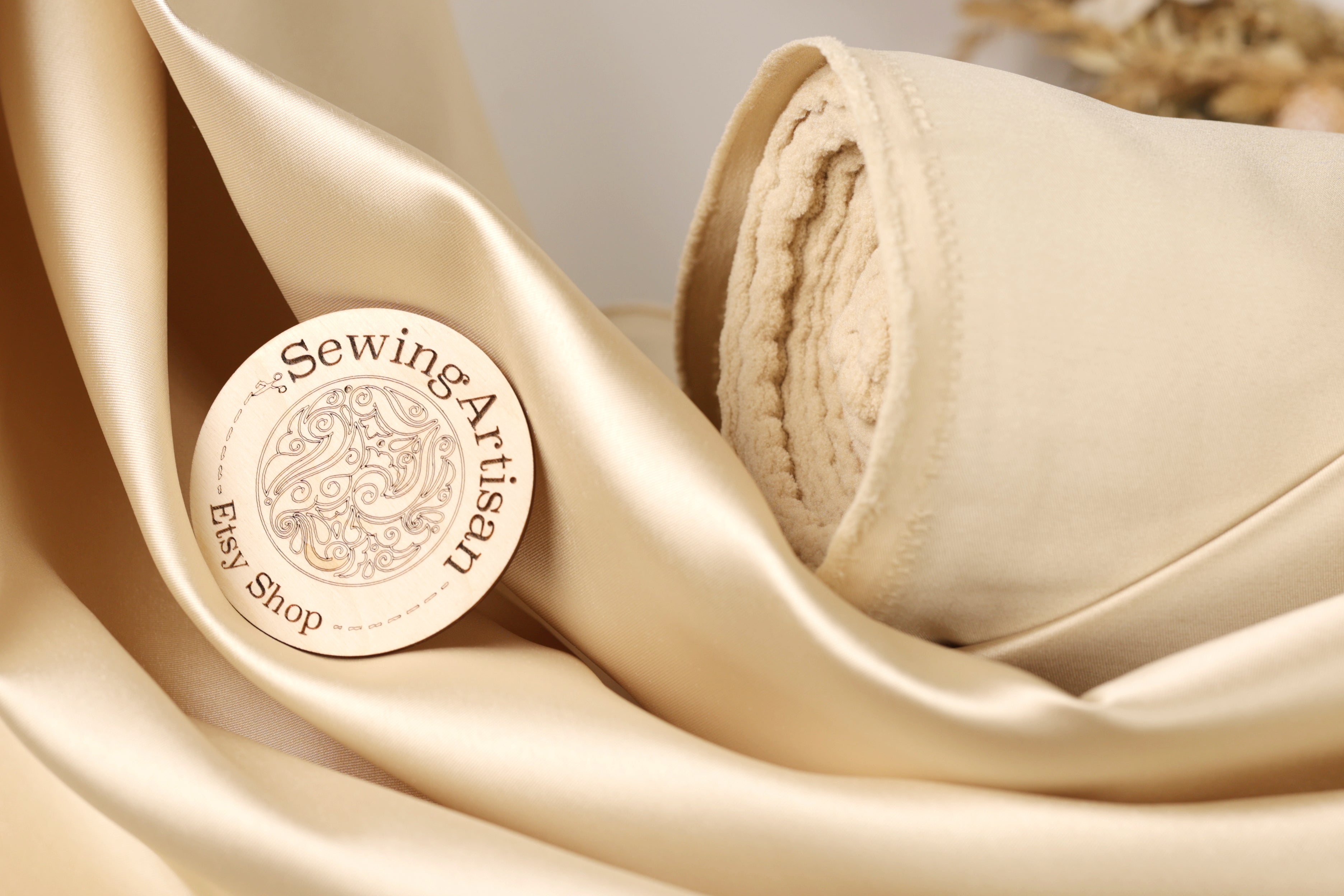 Taupe Mikado Satin Fabric | Golden Beige Polyester, 58/60" Wide