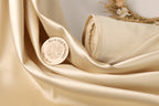 Taupe Mikado Satin Fabric | Golden Beige Polyester, 58/60" Wide