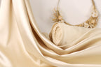 Taupe Mikado Satin Fabric | Golden Beige Polyester, 58/60" Wide