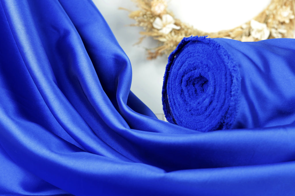 Royal Blue Mikado Satin Fabric | Formal Gown Polyester, 58/60"