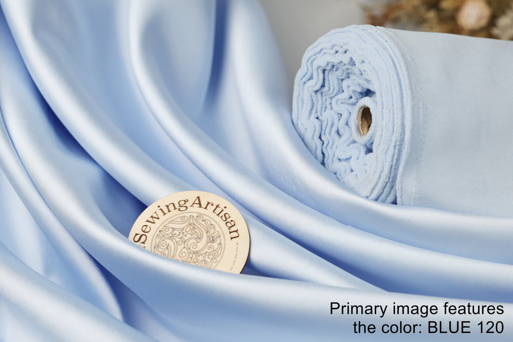 Blue Mikado Satin Fabric | Polyester, Bridesmaid Dress Material