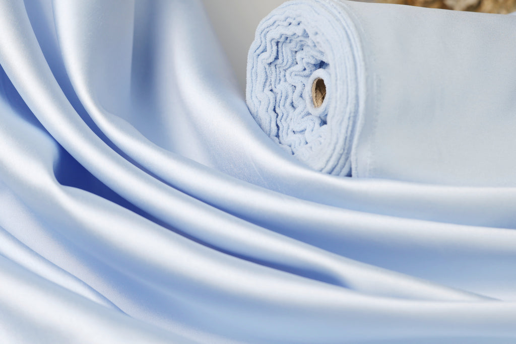 Blue Mikado Satin Fabric | Polyester, Bridesmaid Dress Material