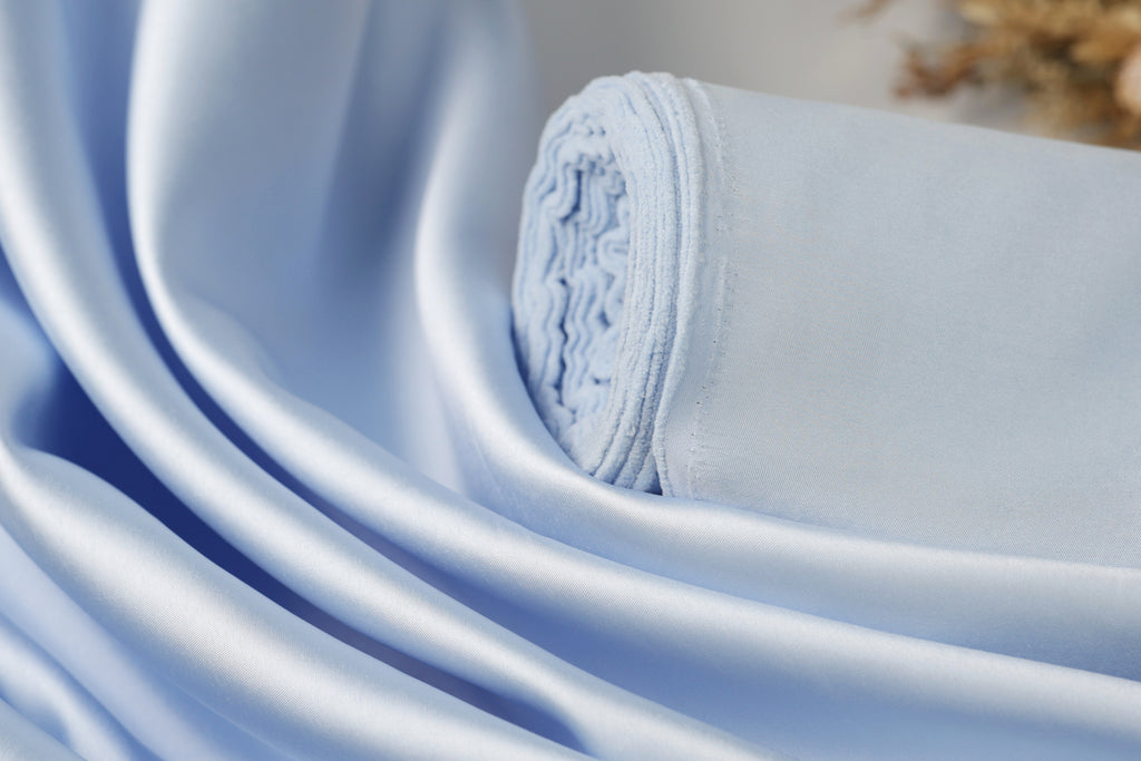 Blue Mikado Satin Fabric | Polyester, Bridesmaid Dress Material