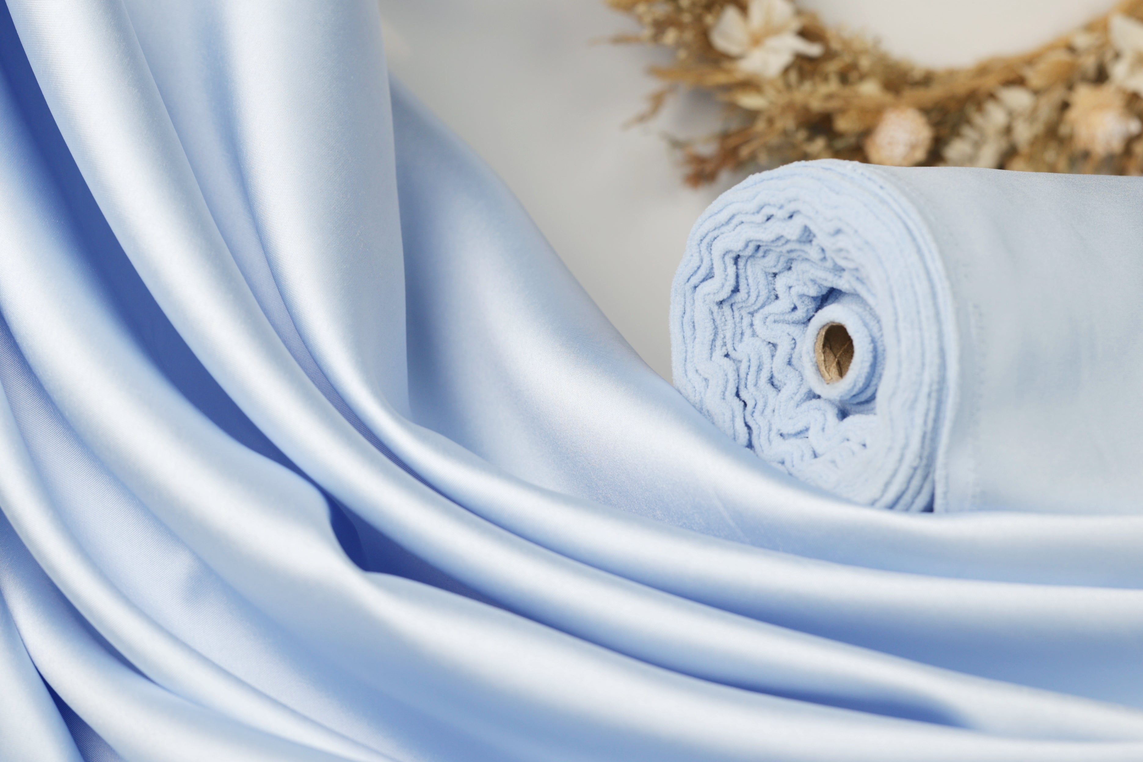 Blue Mikado Satin Fabric | Polyester, Bridesmaid Dress Material
