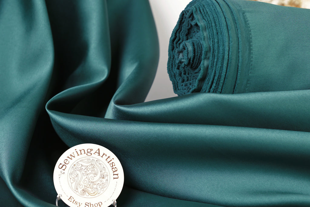 Hunter Green Mikado Satin Fabric | Structured Polyester, 58/60" Wide