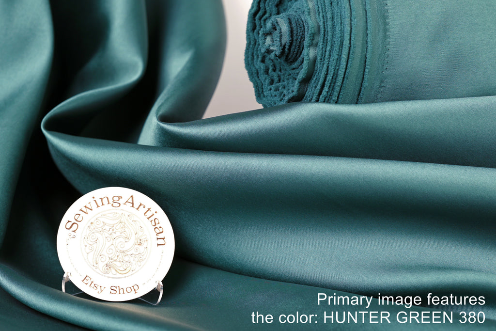 Hunter Green Mikado Satin Fabric | Structured Polyester, 58/60" Wide