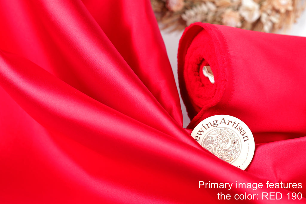 Red Mikado Satin Fabric | Polyester Material for Gowns