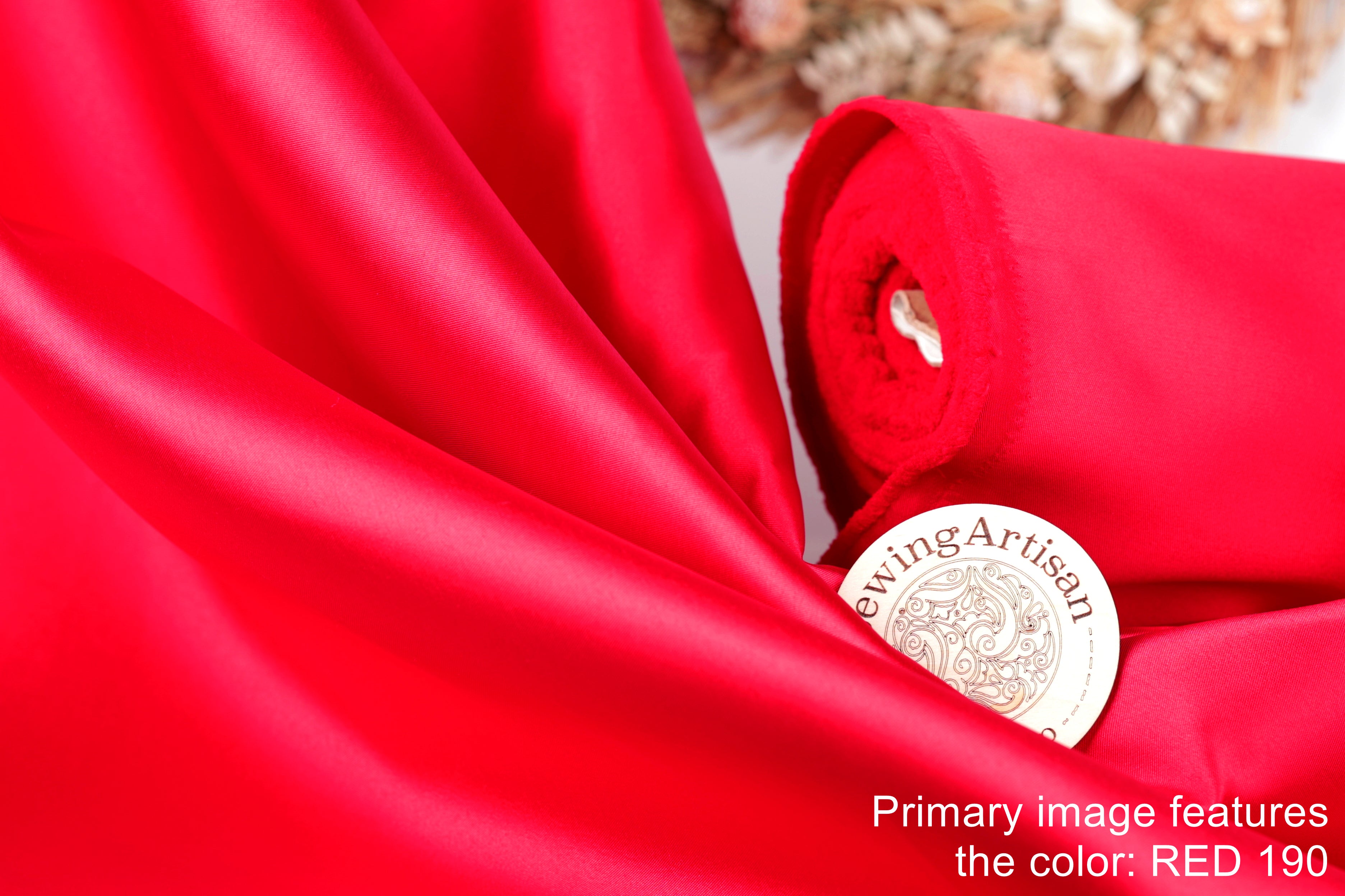 Red Mikado Satin Fabric | Polyester Material for Gowns