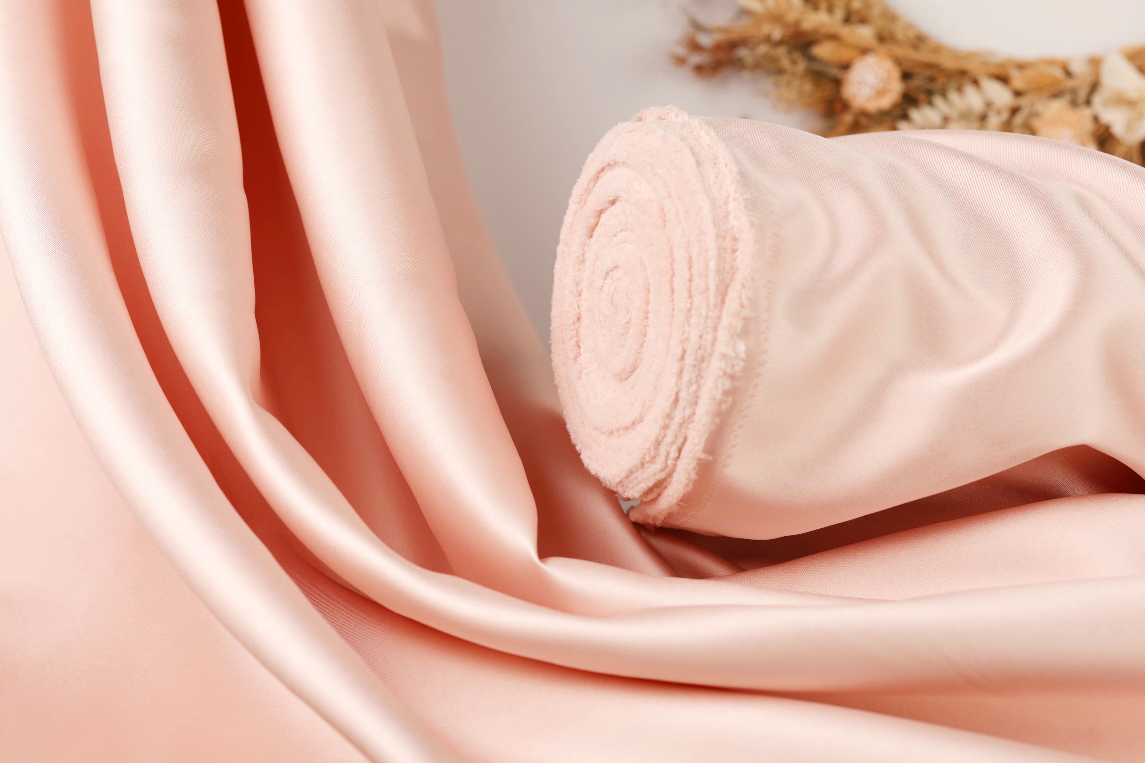 Blush Mikado Satin Fabric by the Yard | Beige Nude Polyester Material 58/60" for Wedding Dresses & Romantic Couture Design