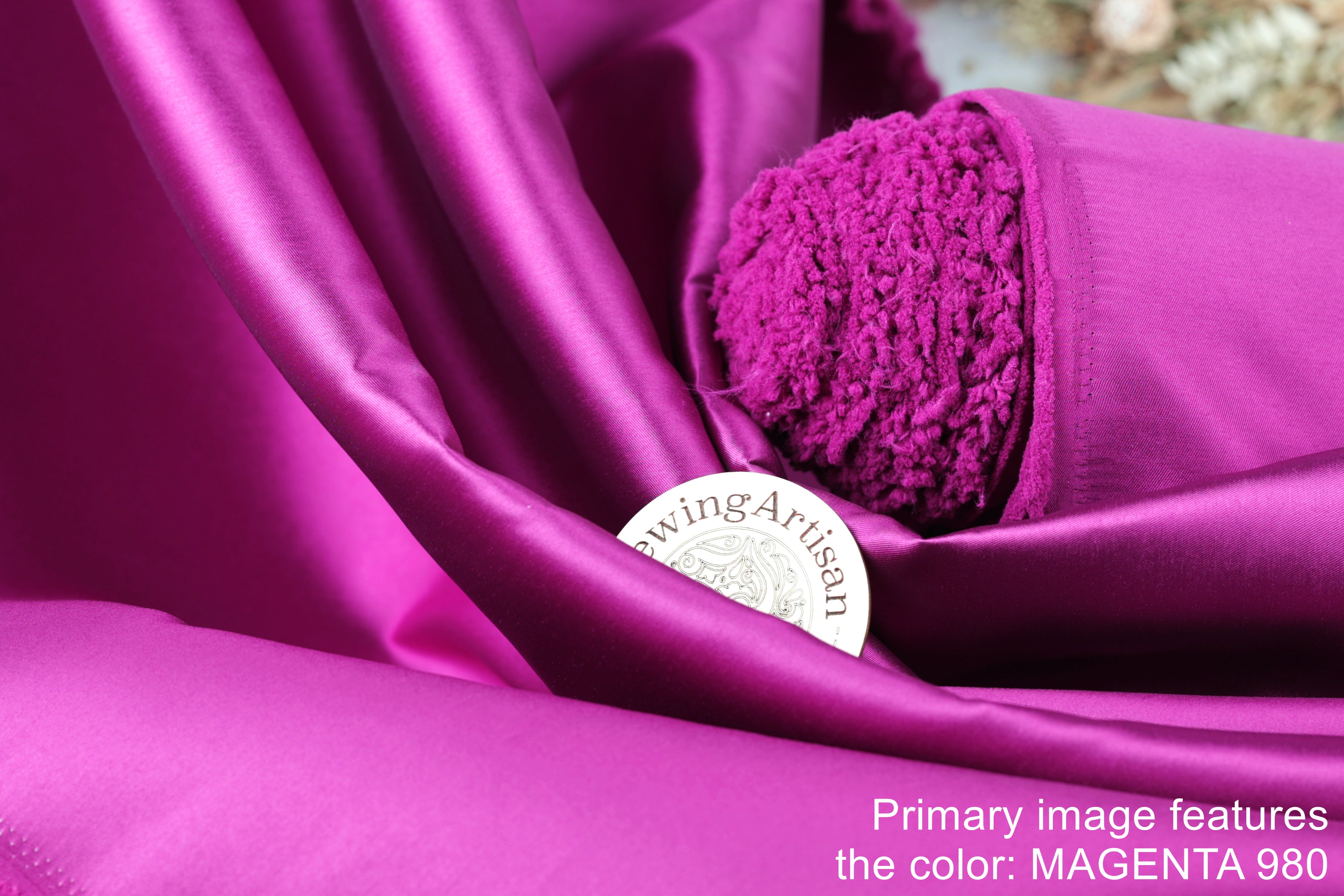 Magenta Mikado Satin Fabric | Pink-Purple Polyester, Evening Gown Material