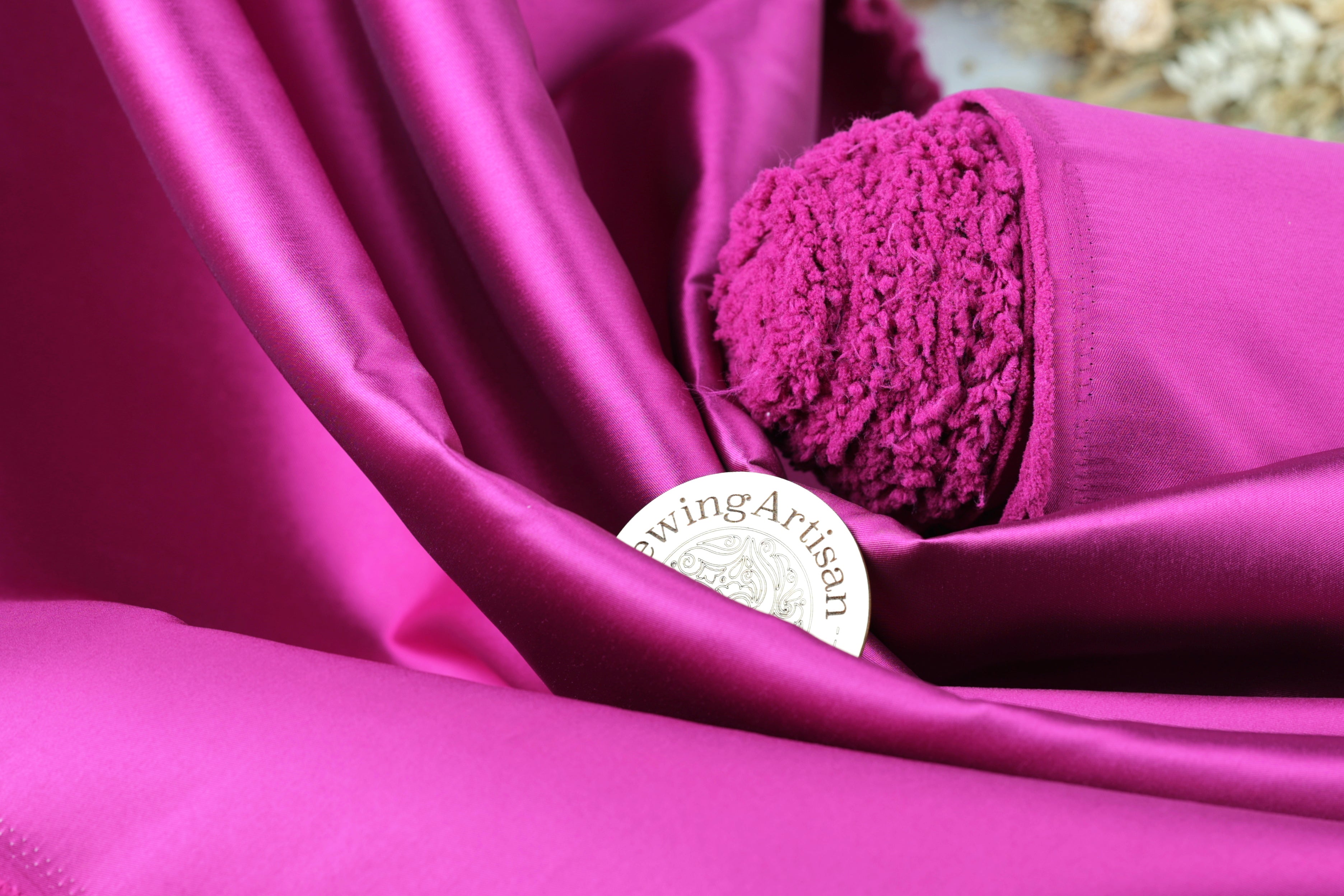 Magenta Mikado Satin Fabric | Pink-Purple Polyester, Evening Gown Material