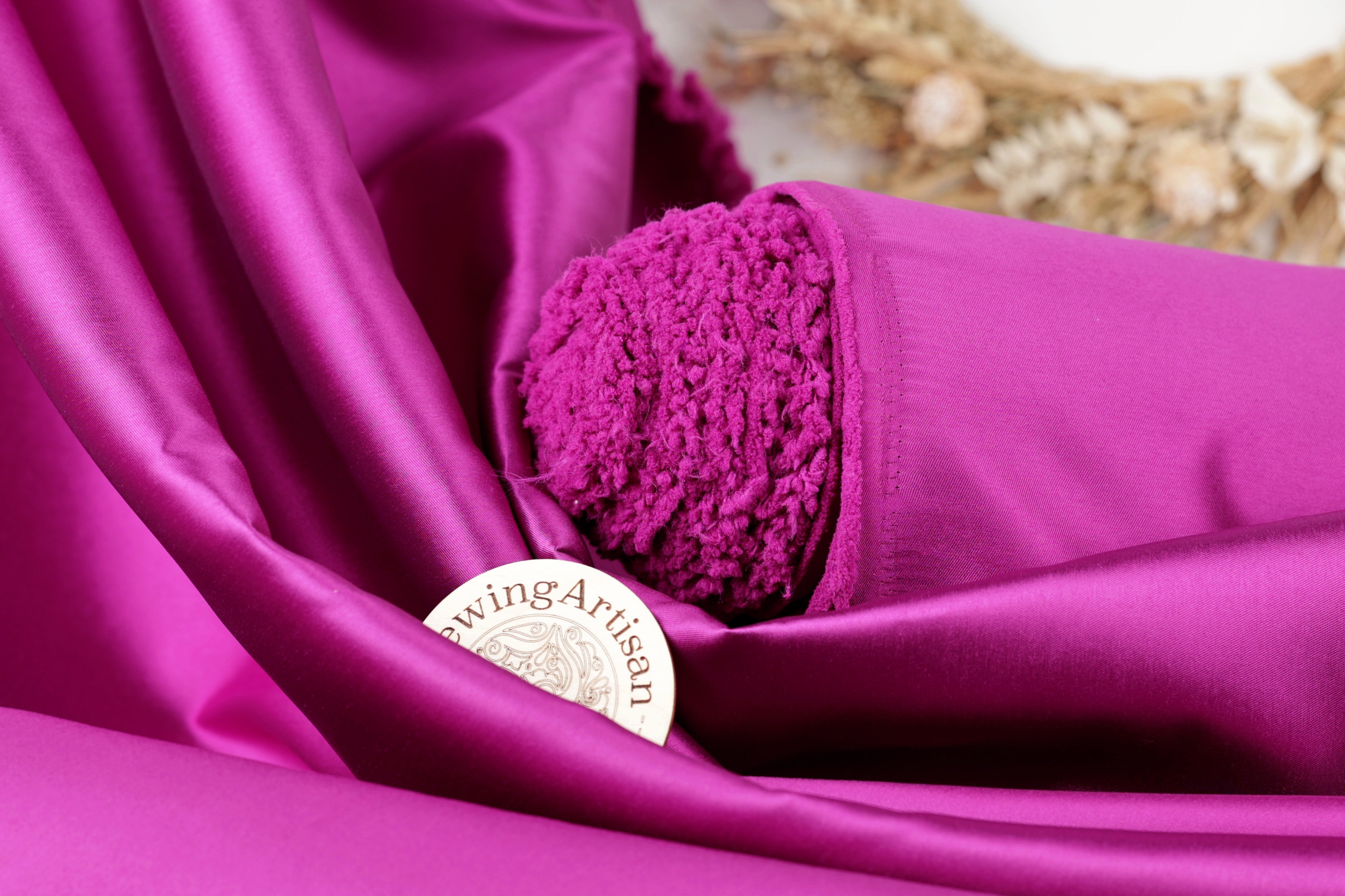 Magenta Mikado Satin Fabric | Pink-Purple Polyester, Evening Gown Material