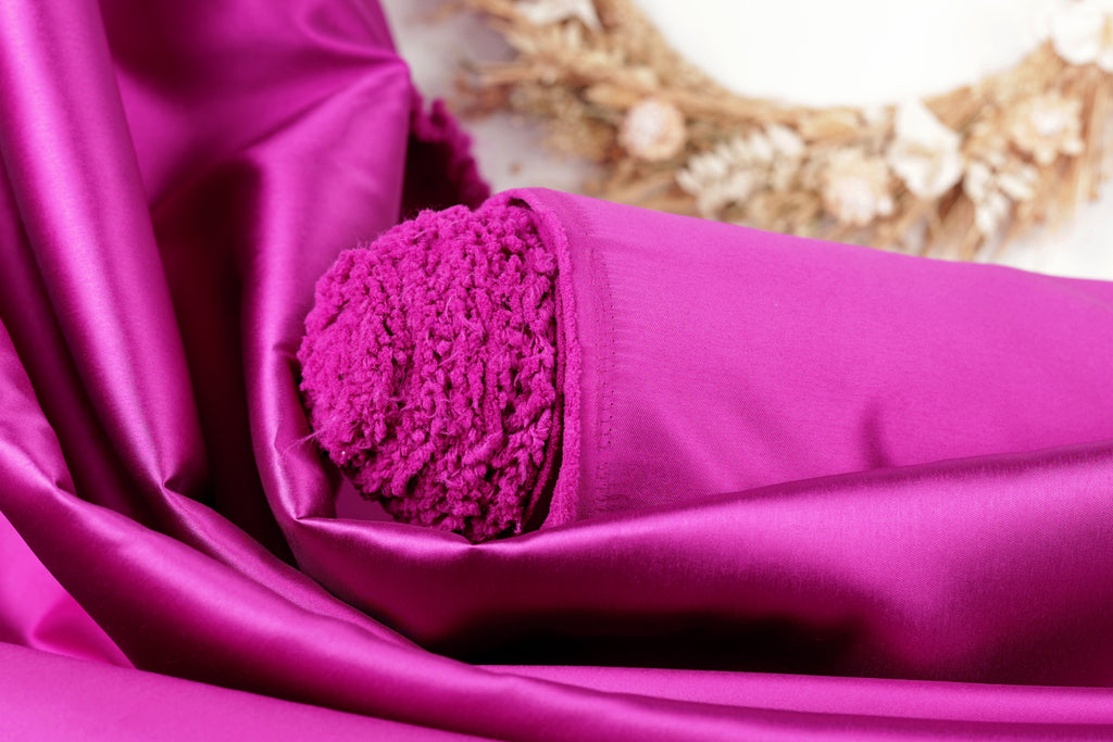 Magenta Mikado Satin Fabric | Pink-Purple Polyester, Evening Gown Material