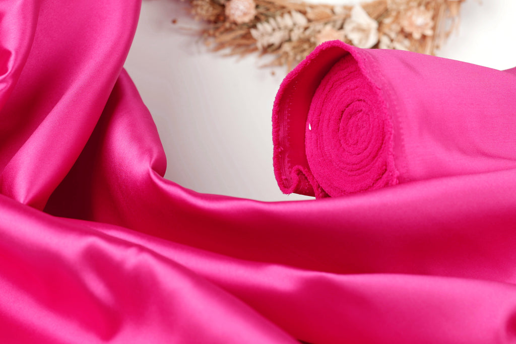 Fuchsia Mikado Satin Fabric | 58/60" Polyester Material