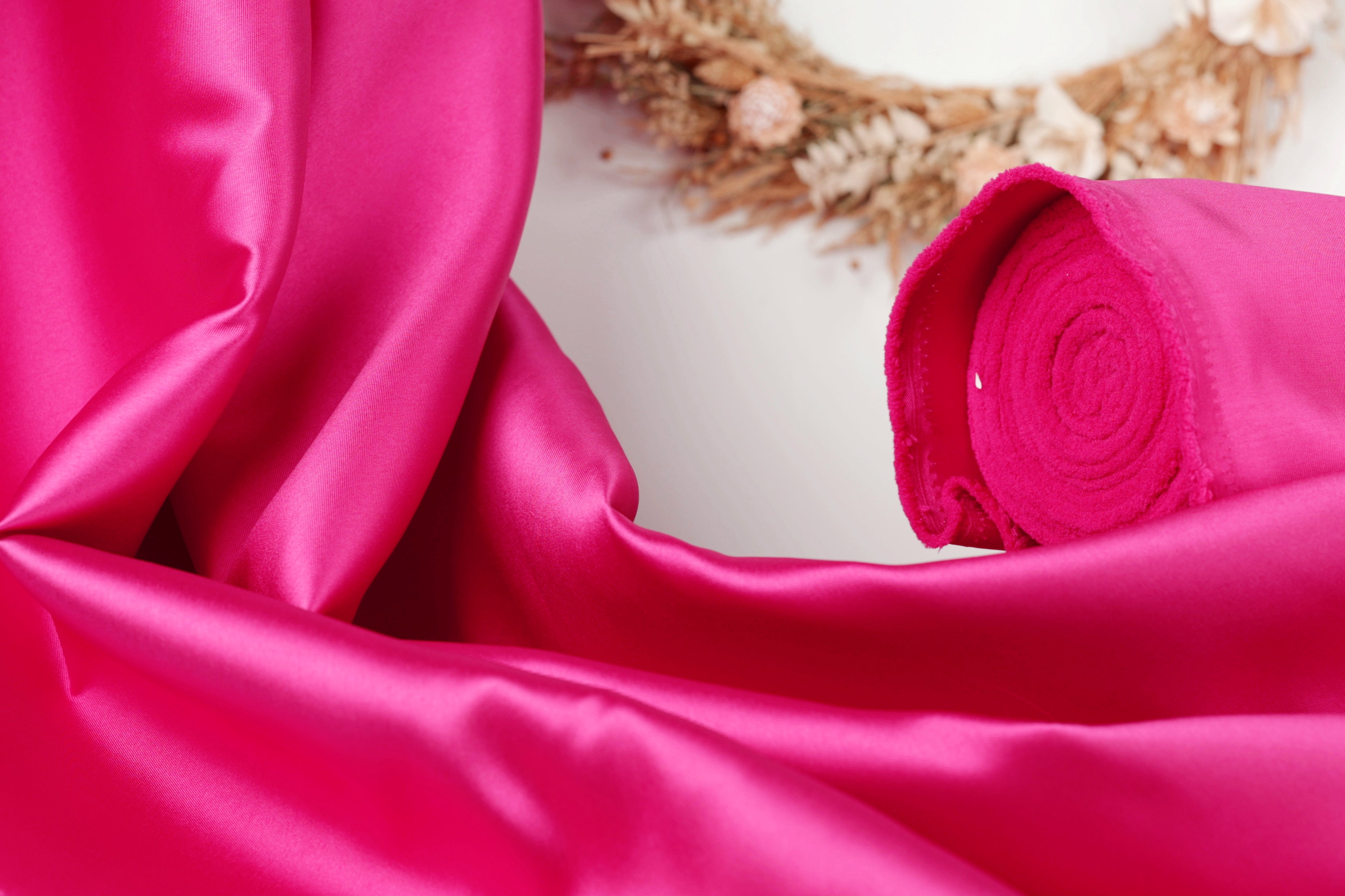 Fuchsia Mikado Satin Fabric | 58/60" Polyester Material