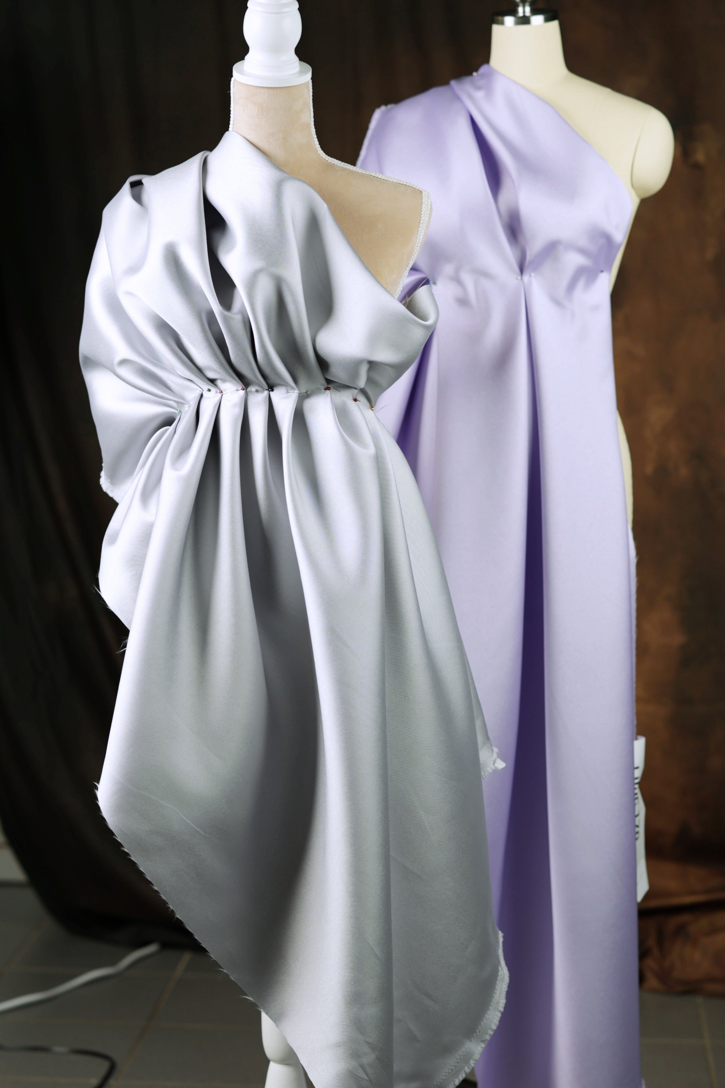Silver Mikado Satin Fabric | 58/60" Polyester, Evening Dress Material