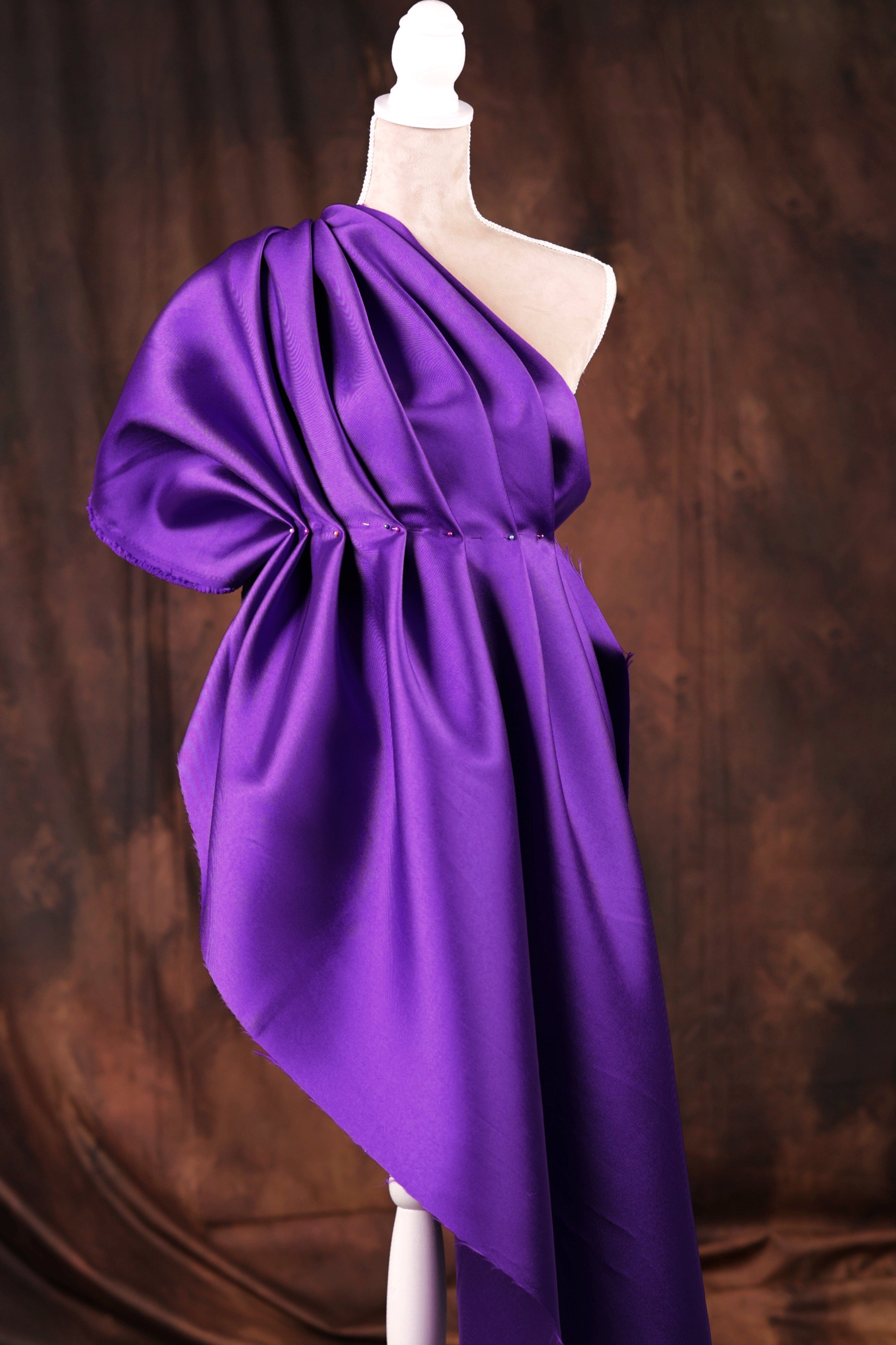 Purple Mikado Satin Fabric | Deep Violet Polyester, 58/60" Wide