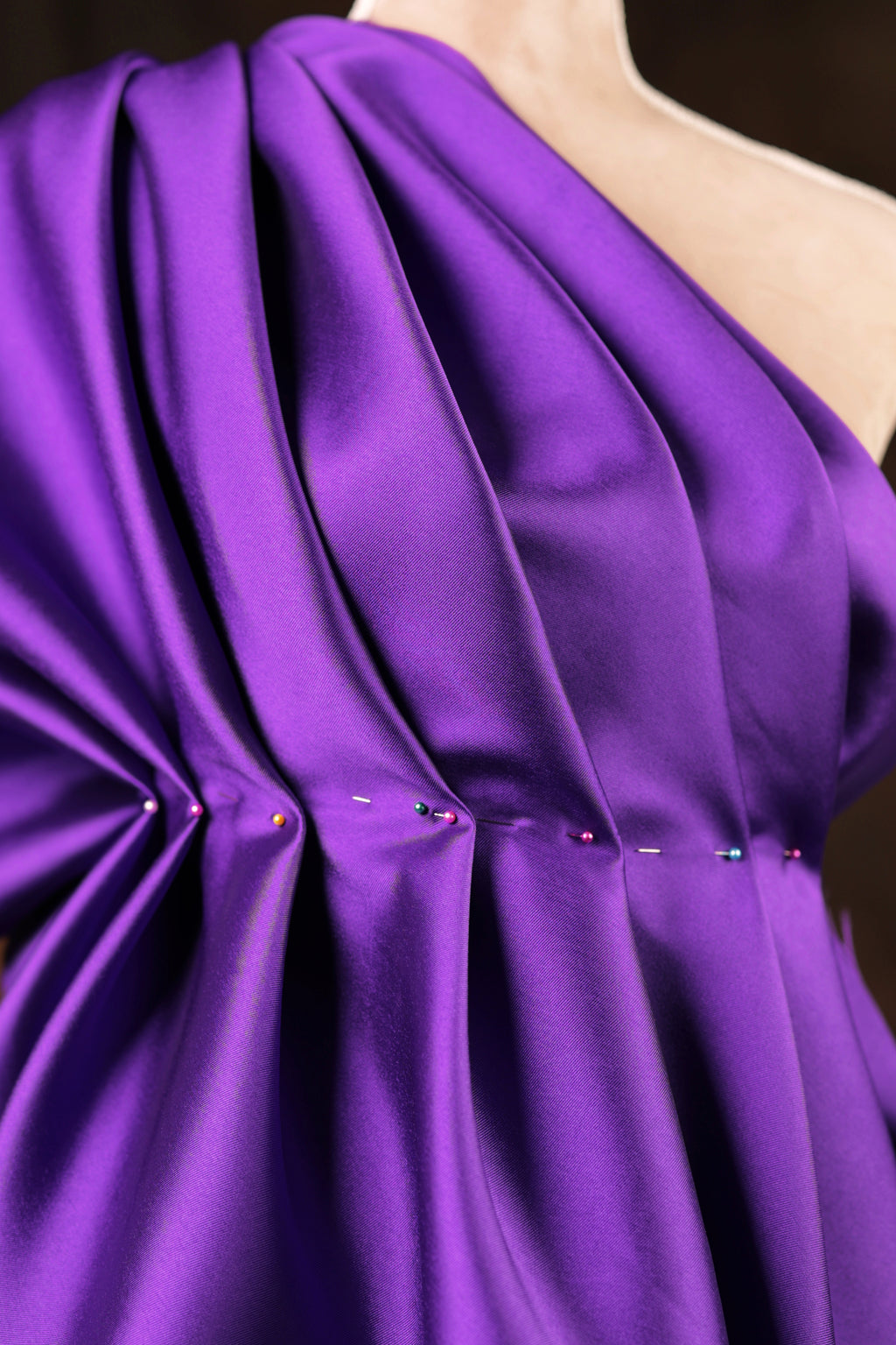 Purple Mikado Satin Fabric | Deep Violet Polyester, 58/60" Wide