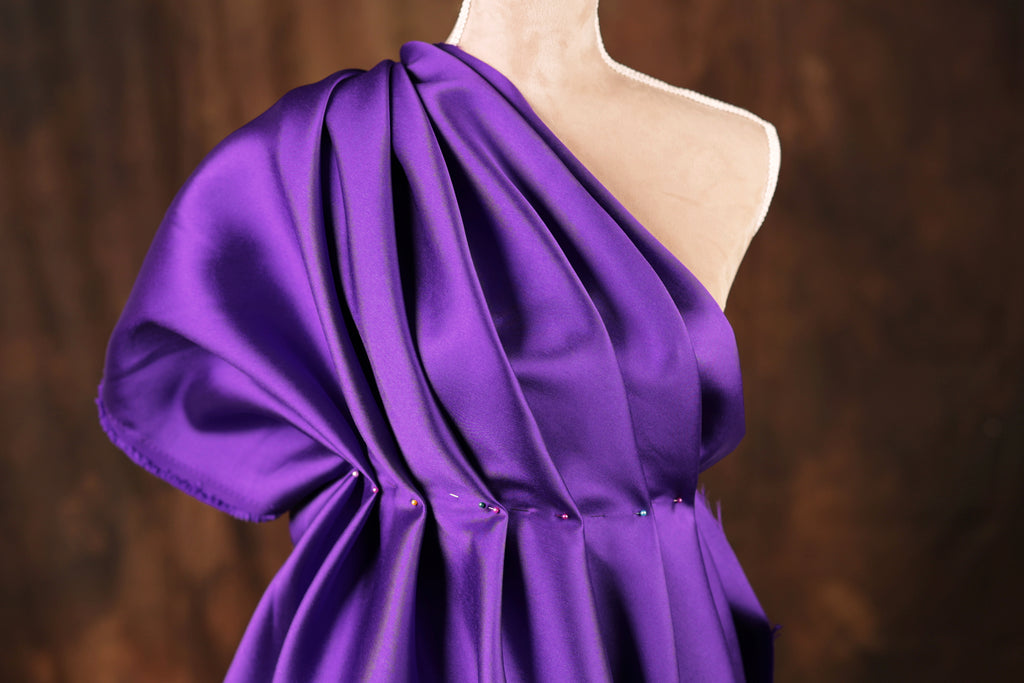 Purple Mikado Satin Fabric | Deep Violet Polyester, 58/60" Wide