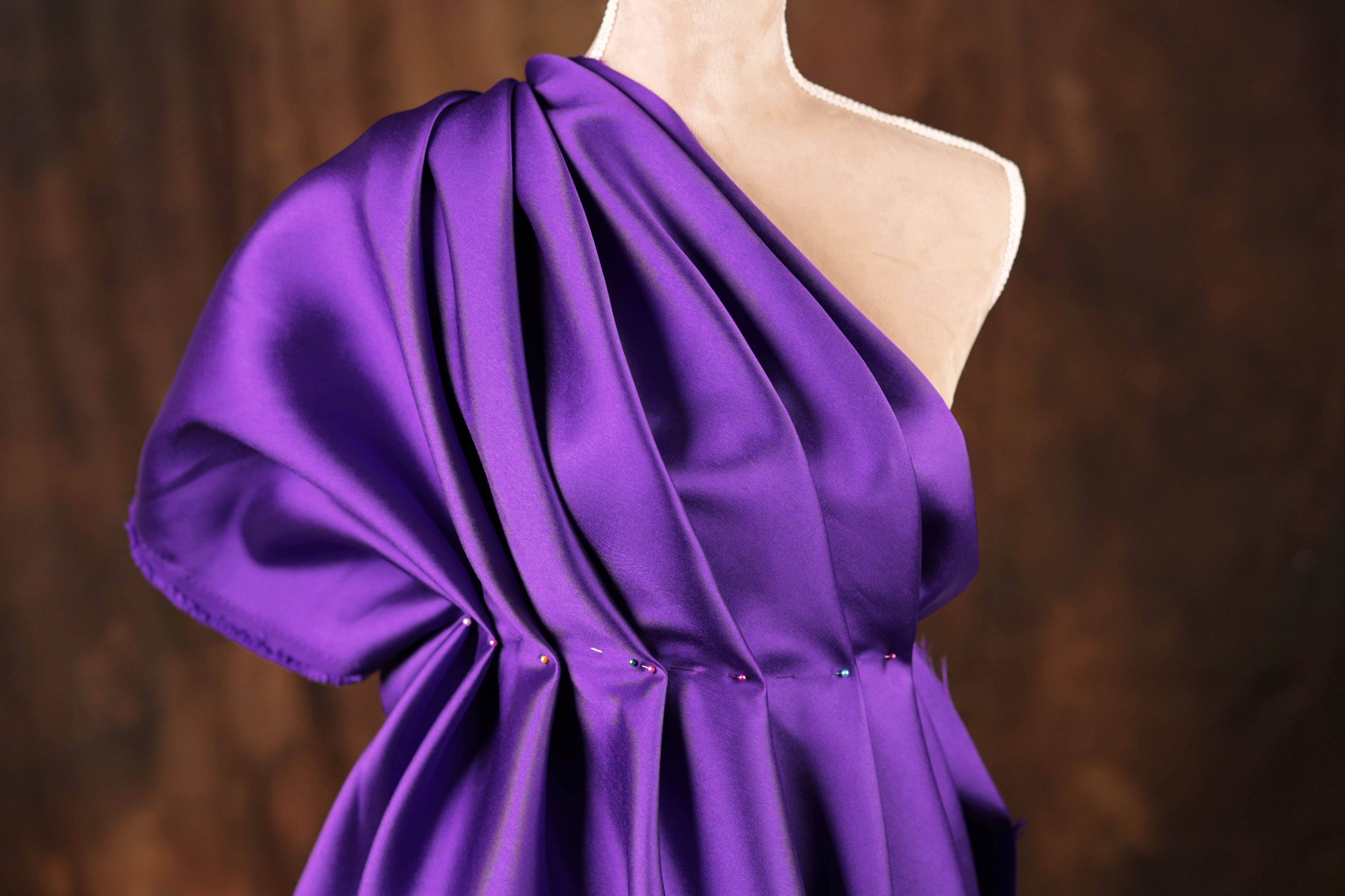 Purple Mikado Satin Fabric | Deep Violet Polyester, 58/60" Wide