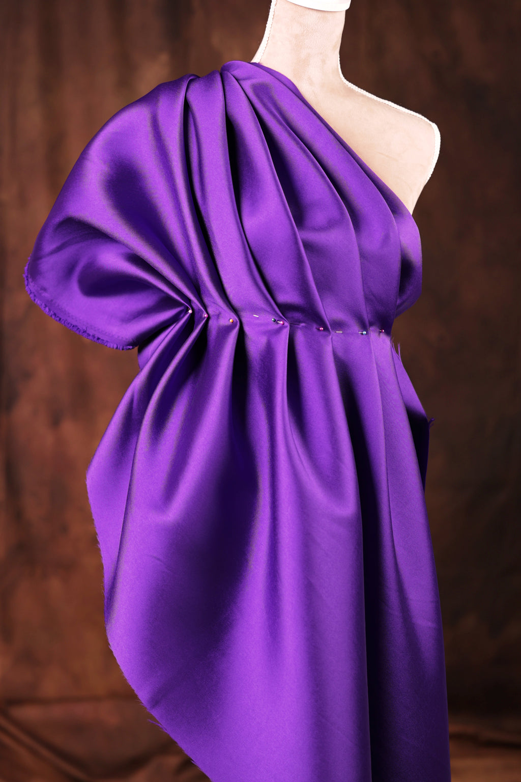 Purple Mikado Satin Fabric | Deep Violet Polyester, 58/60" Wide