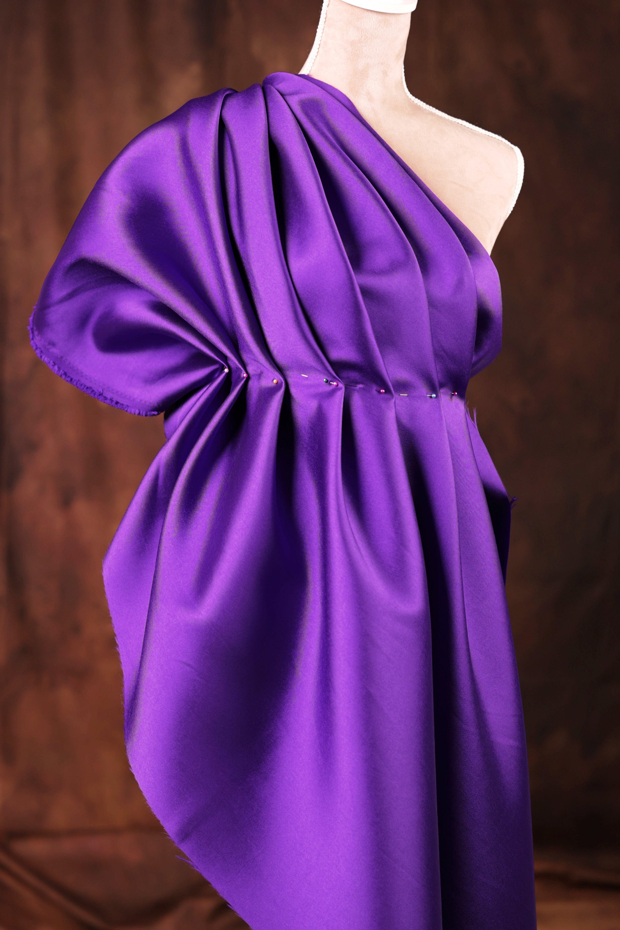 Purple Mikado Satin Fabric | Deep Violet Polyester, 58/60" Wide