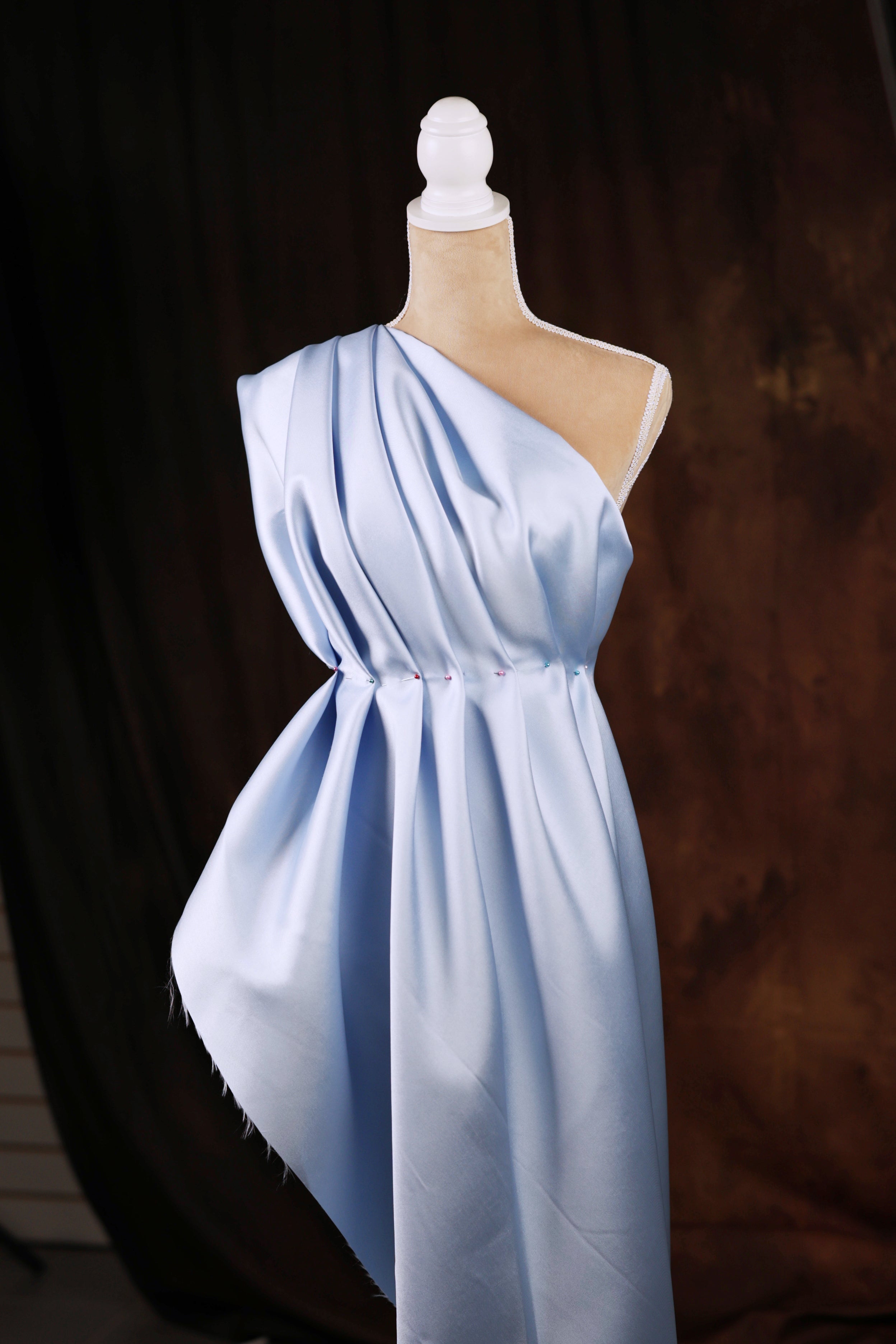Blue Mikado Satin Fabric | Polyester, Bridesmaid Dress Material
