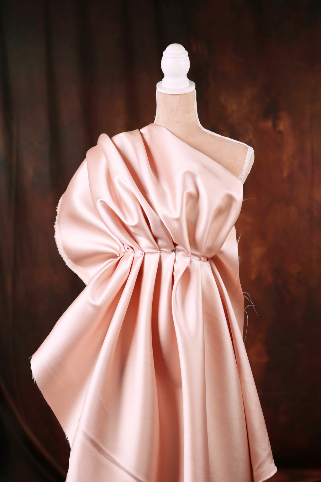 Blush Mikado Satin Fabric by the Yard | Beige Nude Polyester Material 58/60" for Wedding Dresses & Romantic Couture Design