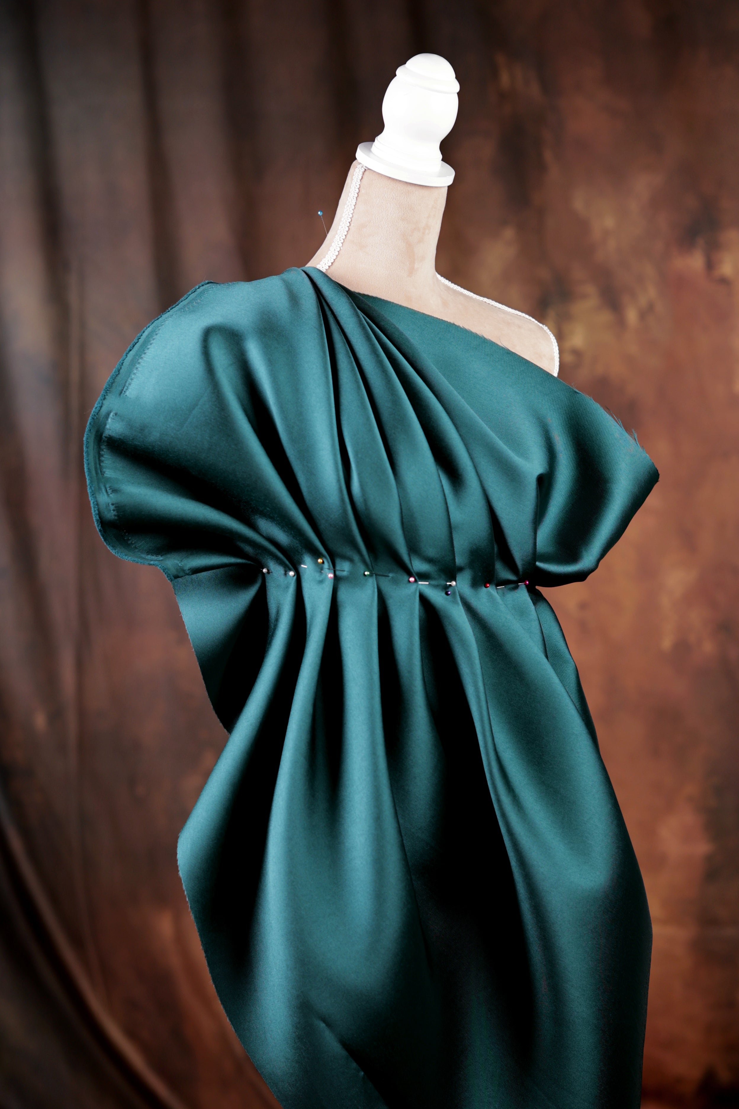 Hunter Green Mikado Satin Fabric | Structured Polyester, 58/60" Wide