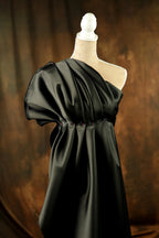 Black Mikado Satin Fabric | Heavy Polyester, Couture Sewing By The Yard