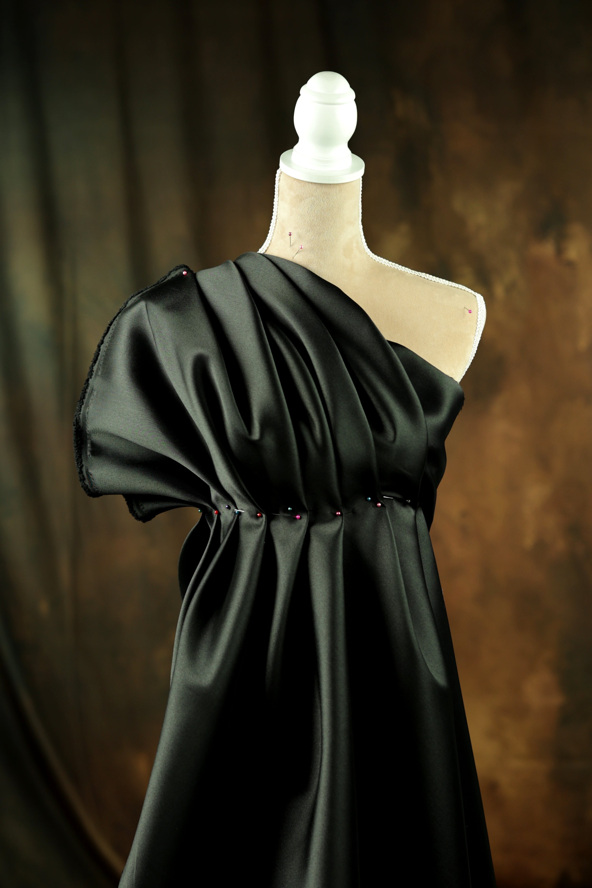 Black Mikado Satin Fabric | Heavy Polyester, Couture Sewing By The Yard