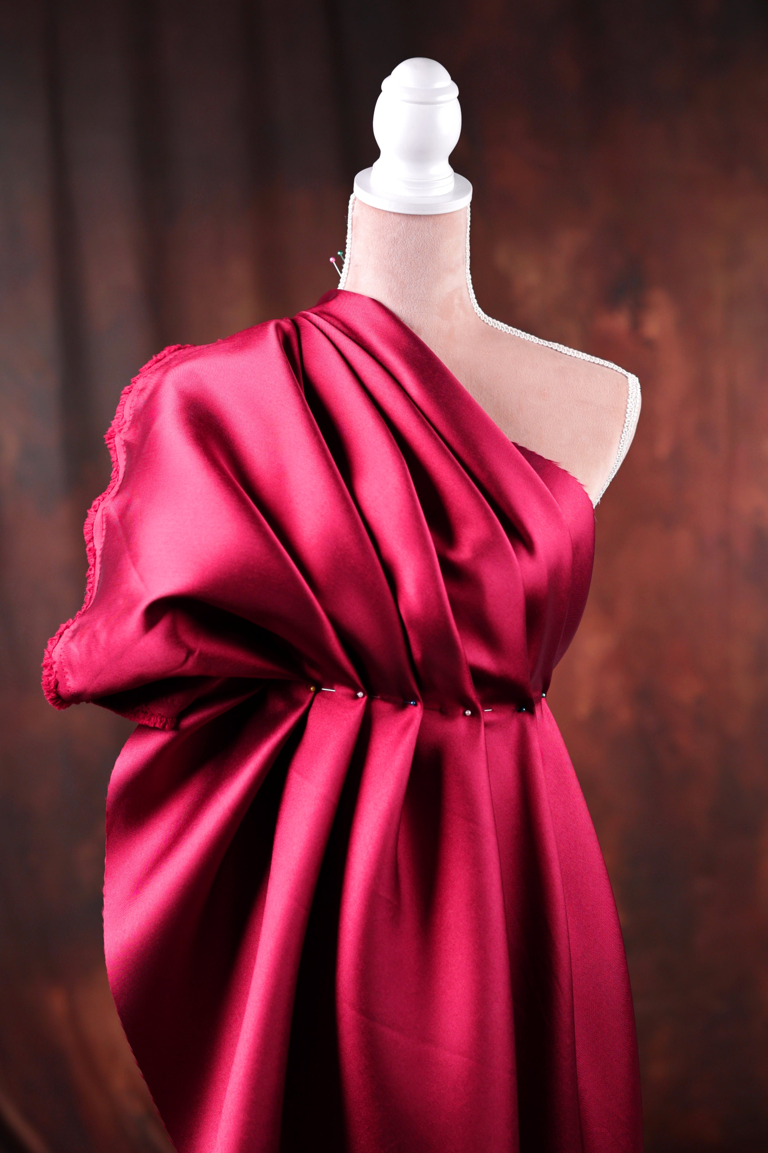 Burgundy Mikado Satin Fabric | Deep Red Polyester, 58/60" Wide