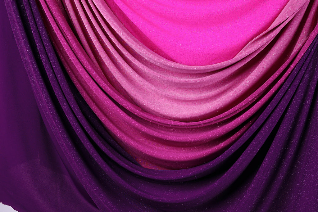 Purple-Fuchsia Glitter Knit Fabric, 4-Way Stretch Dancewear Costume Fashion