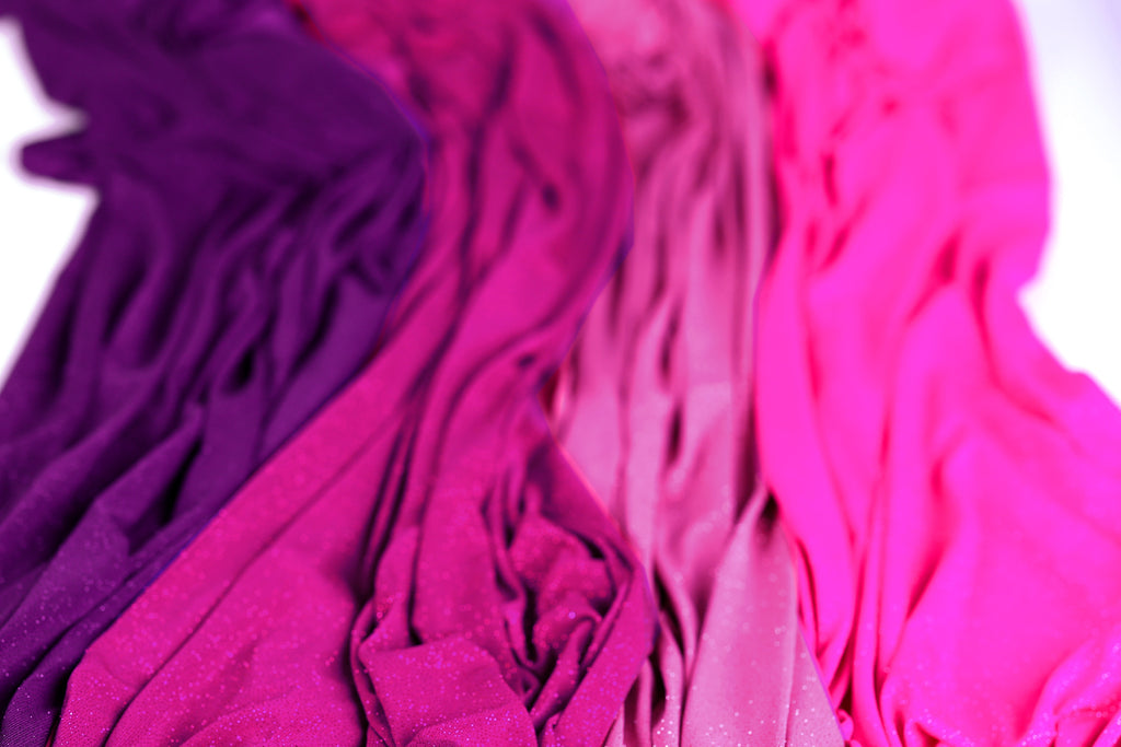 Purple-Fuchsia Glitter Knit Fabric, 4-Way Stretch Dancewear Costume Fashion