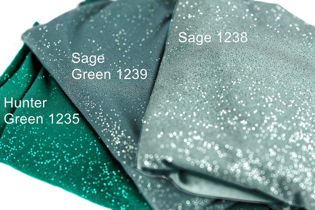 Green Glitter Knit Fabric, 4-Way Stretch Dancewear Costume Fashion