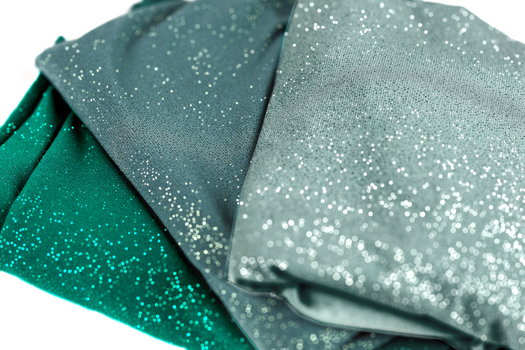 Green Glitter Knit Fabric, 4-Way Stretch Dancewear Costume Fashion