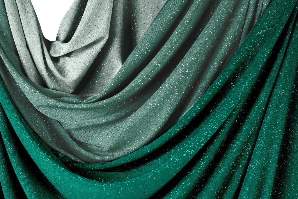 Green Glitter Knit Fabric, 4-Way Stretch Dancewear Costume Fashion