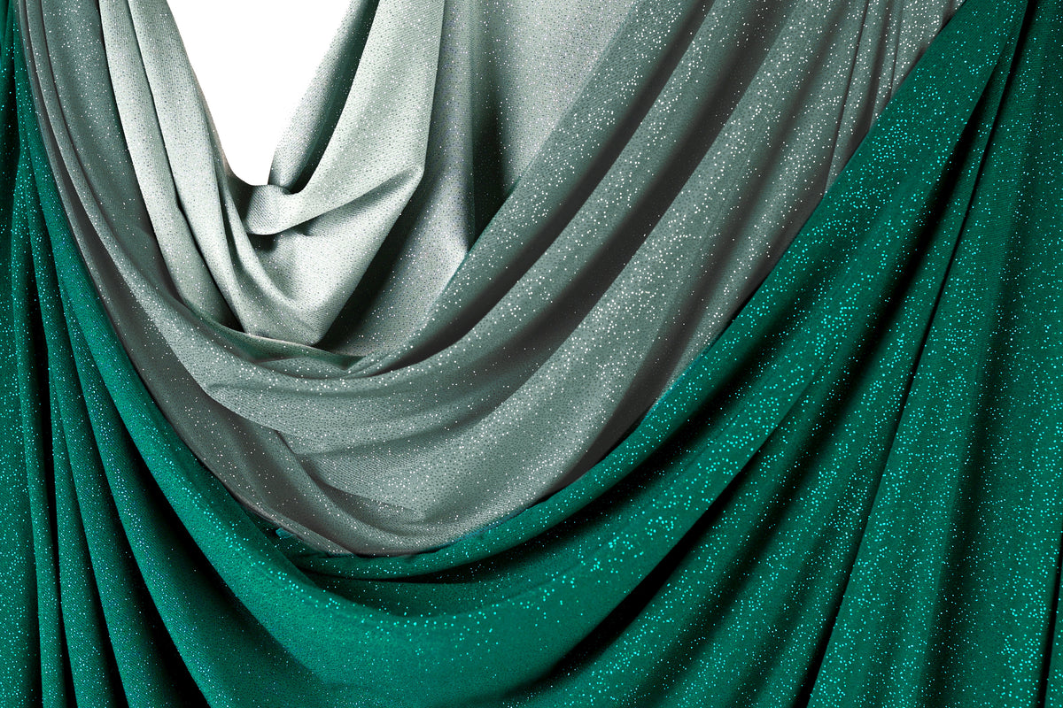 Green Glitter Knit Fabric, 4-Way Stretch Dancewear Costume Fashion