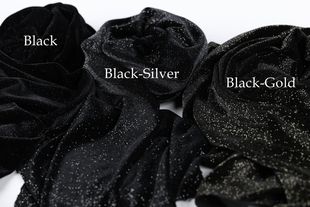 Glitter Velvet Stretch Fabric by Yard, 4-Way Stretch for Dance Costumes Eveningwear